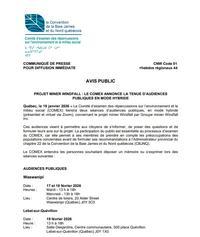 Communiqué - Audiences publiques
